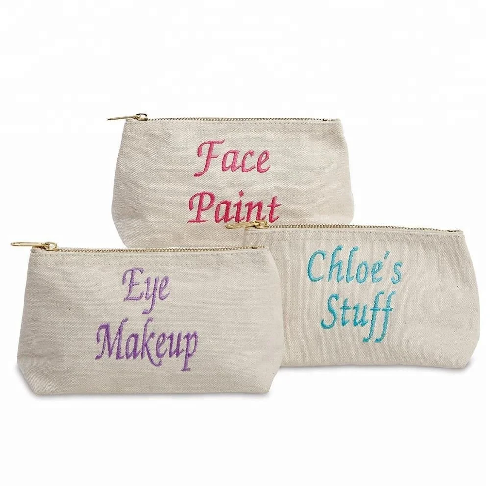 Download Cotton Canvas Multi-purpose Zipper Cosmetic Pouch Makeup ...