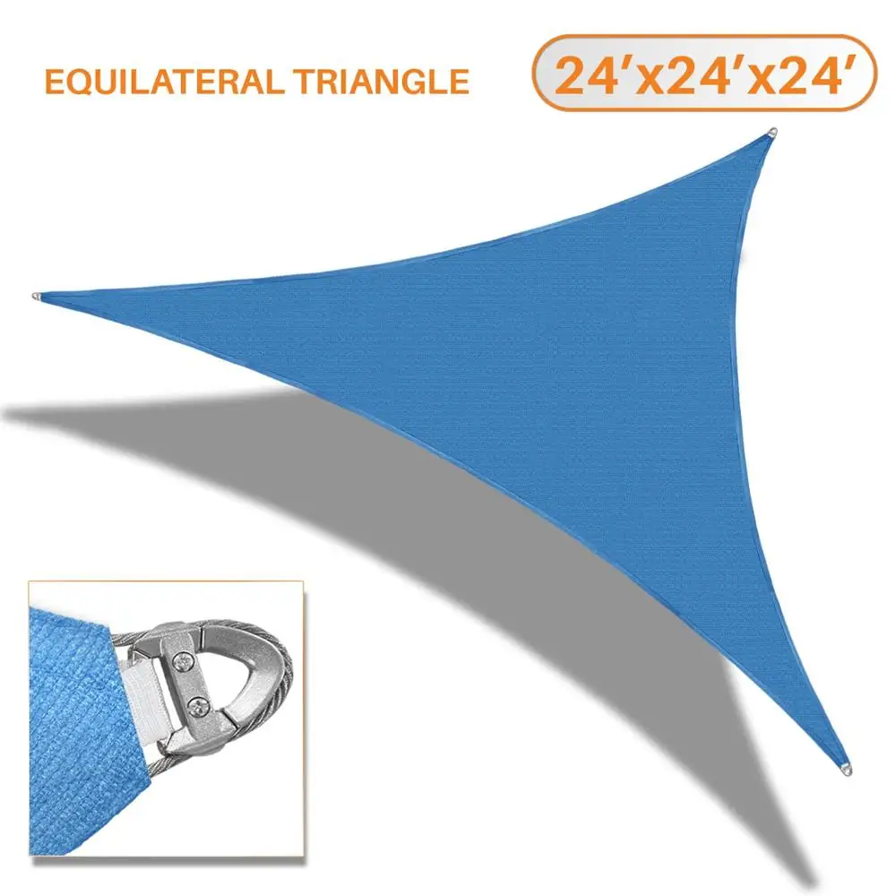 

Sunshades Depot A Ring Design Steel Cable Wire Reinforcement Equilateral Triangle Sun Shade Sails