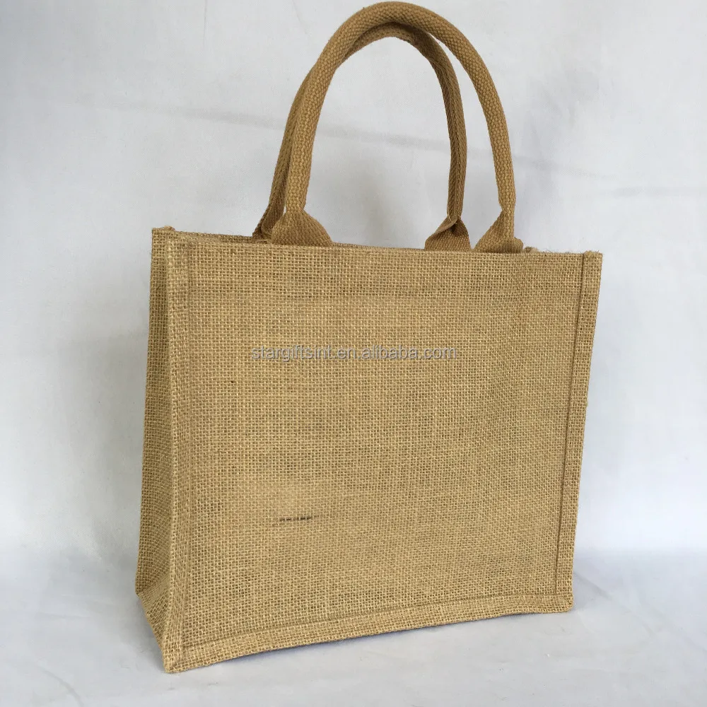 
China Eco Products Buttoned Open Top Jute Shopping Bag 