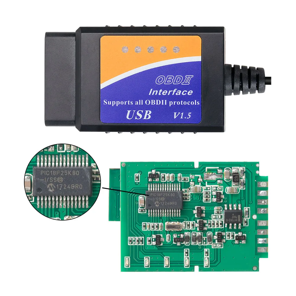 

New ELM327 USB OBD2 Auto car Diagnostic Tool ELM 327 V1.5 USB Interface OBDII CAN-BUS Scanner