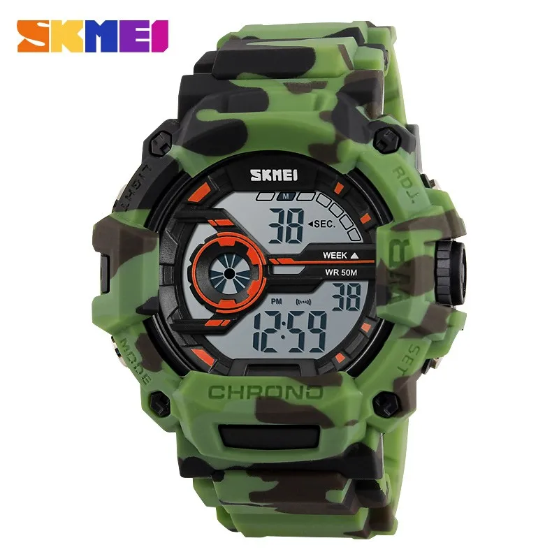 

2017 new luxury watches men outdoor sports 50m waterproof multifunction led clock digital relojes skmei camo military dive watch, N/a