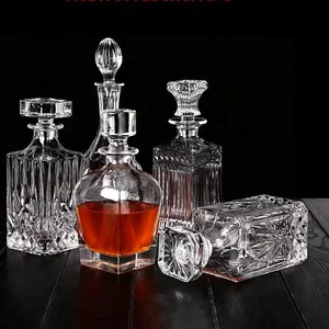 Image of Whisky Glass Bottle Wine Decanters 500ml 700ml 750ml 900ml Top Grade Brandy Vodka Gin Rum Glass Cup As Gift For Man
