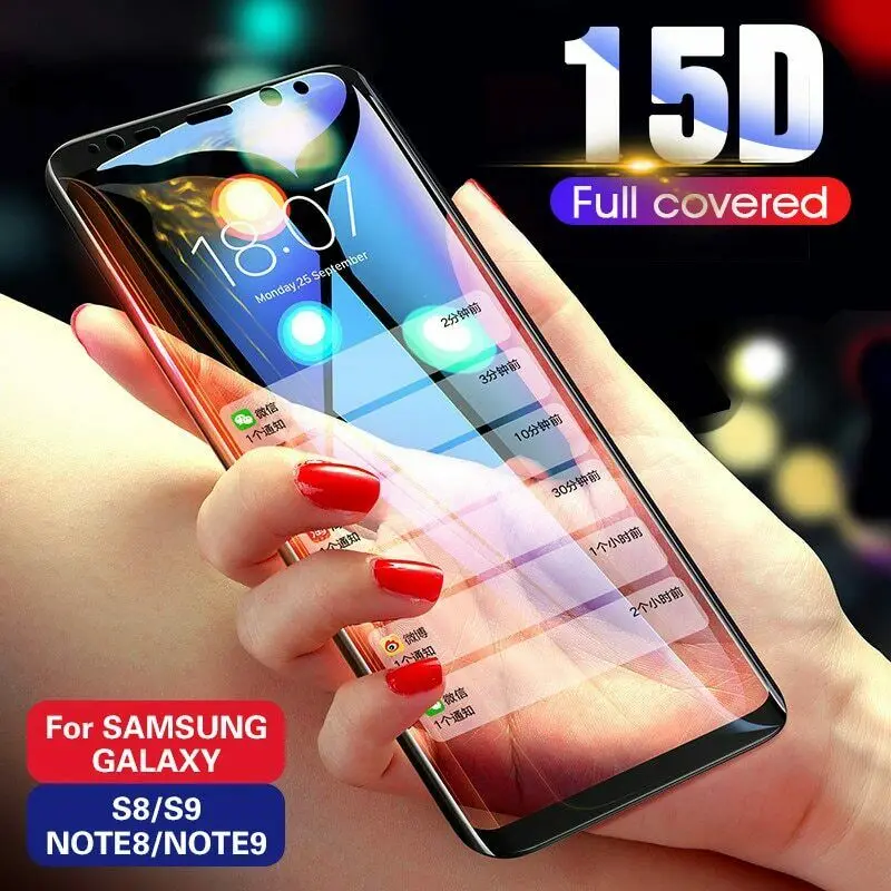 

15D Full Curved Screen Protector For Samsung Galaxy S8 S9 Plus Note 8 9 S10 S10 Plus, Transparency 99% color