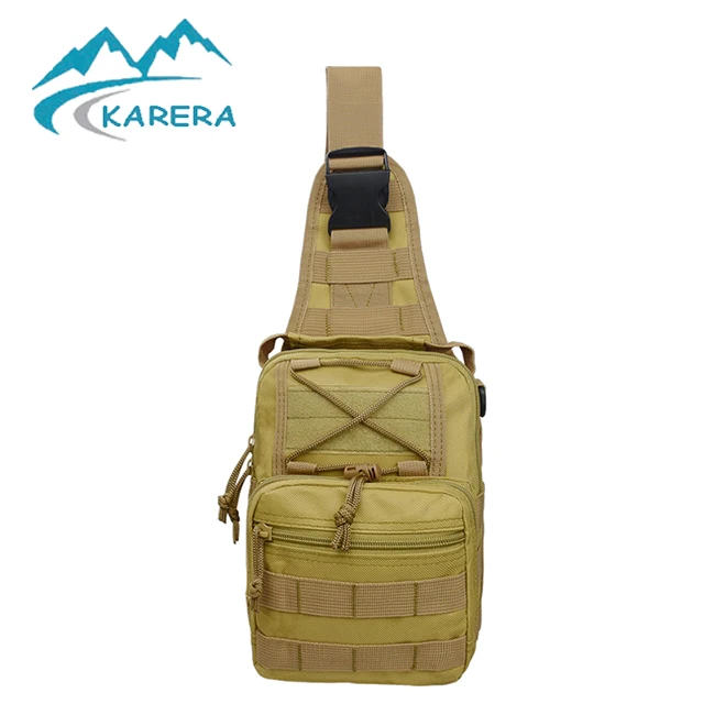 

Outdoor chest bag small multi-functional shoulder bag cross body bag, Khaki