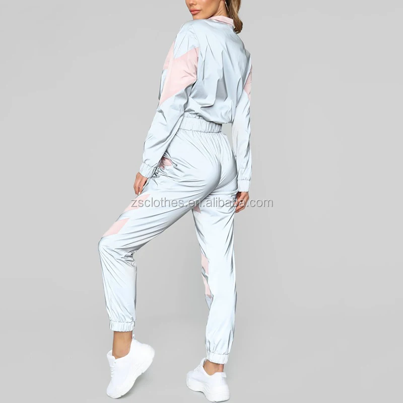 Women Reflective Workout Long Sleeve Sport Set With Top And Pants Clothing Two Piece Set Buy