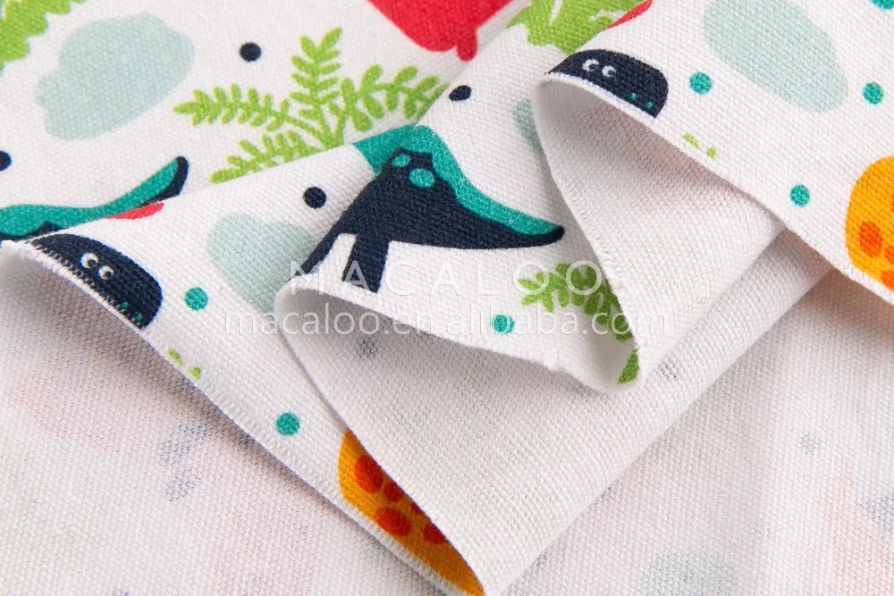 Dinosaur cartoon custom printed 100% cotton canvas fabric