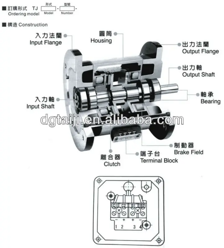 TJ-POH DC 24V electric motor clutch brake combination