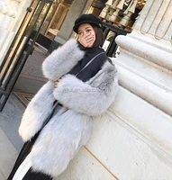 

YR294 YR fur Classic Long Style Good Quality O-Neck Genuine Fox Fur Overcoat OEM