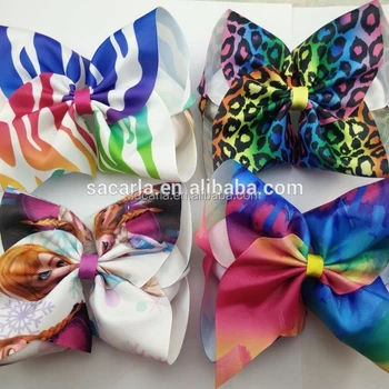 New Leopard Rainbow Hair Bows Tie Dye Rainbow Big Bows Frozen Hair