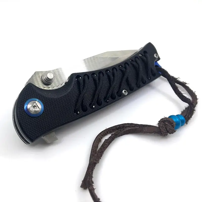 Multi Color Pocket Knife 9cr18mov Steel Reinforced Rope In Black & G10
