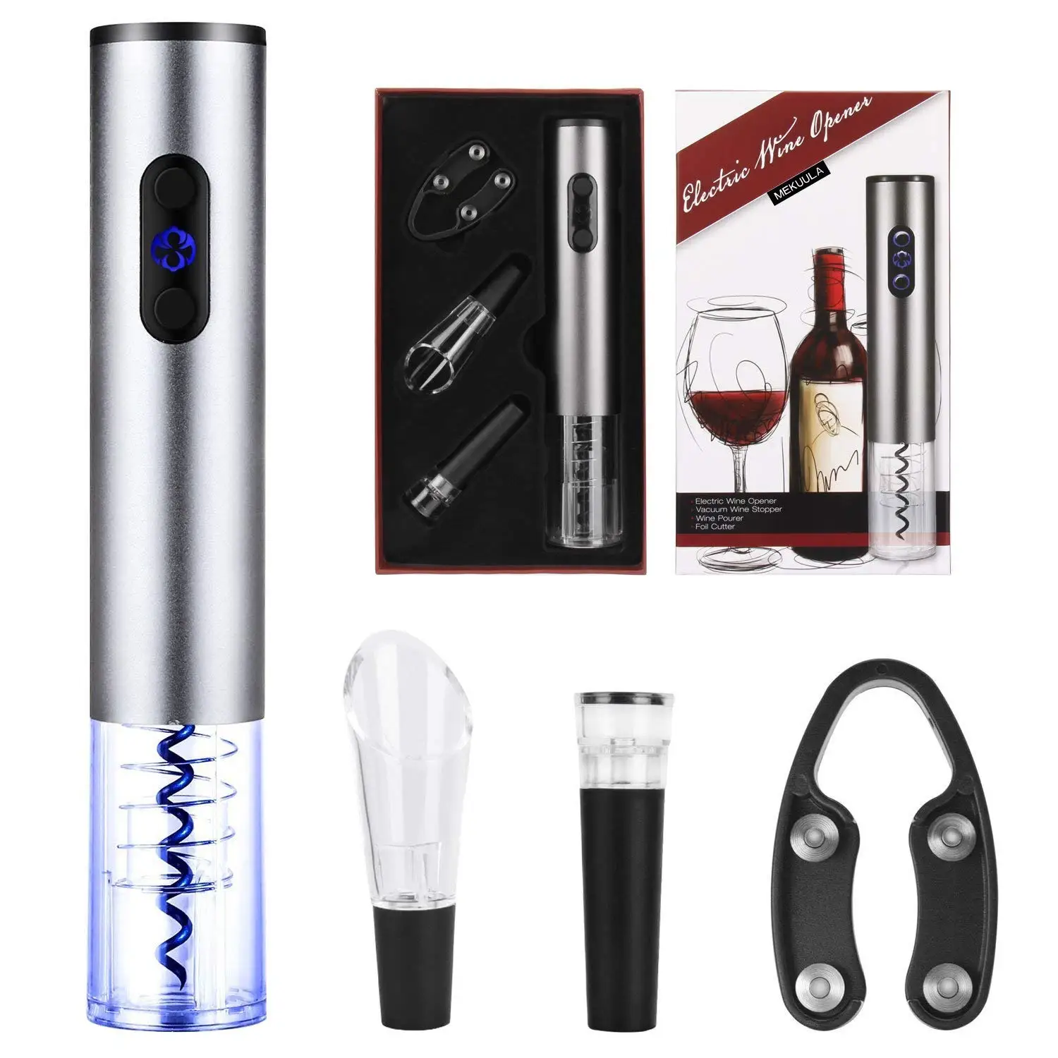 Электрическая открывашка для вина. Набор Electric Wine Opener. Электроштопор Electric Wine Opener. Штопор электрический на батарейках Electric Wine Opener. Электрический винный штопор Electric Wine Opener.