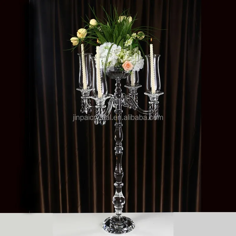 5 Arms Crystal Candlestick Crystal Candelabra Wedding Decoration