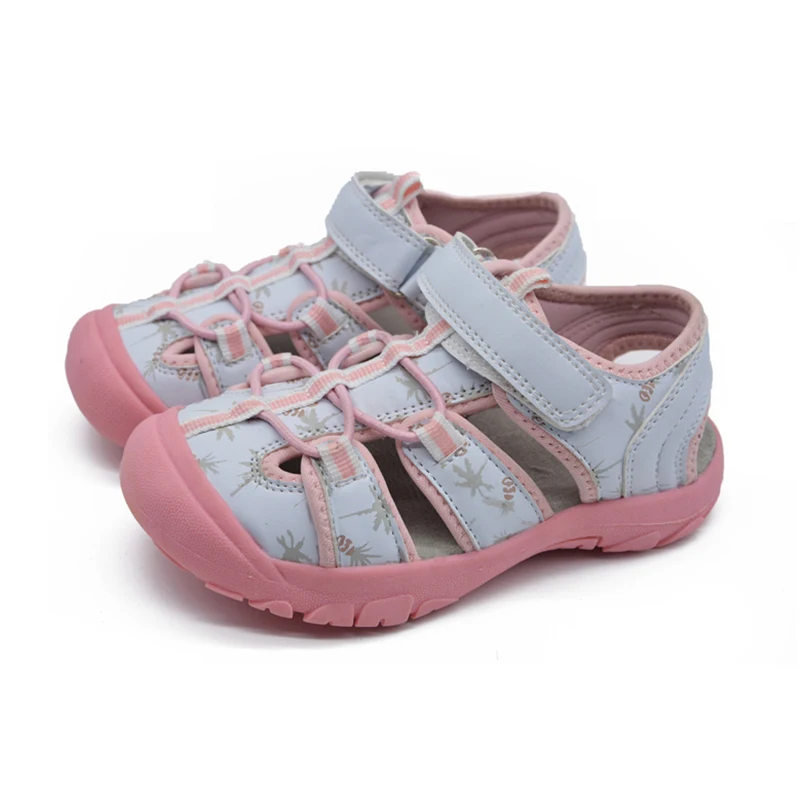 

Enclosed toe skid proof new children girls pink summer school sandals, Pink/white, as required