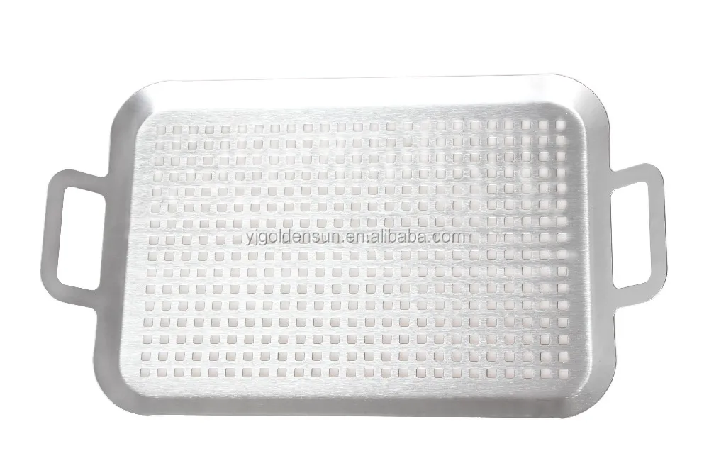 Large Stainless Steel Bbq Grilling Pan With Double Handle Buy Large