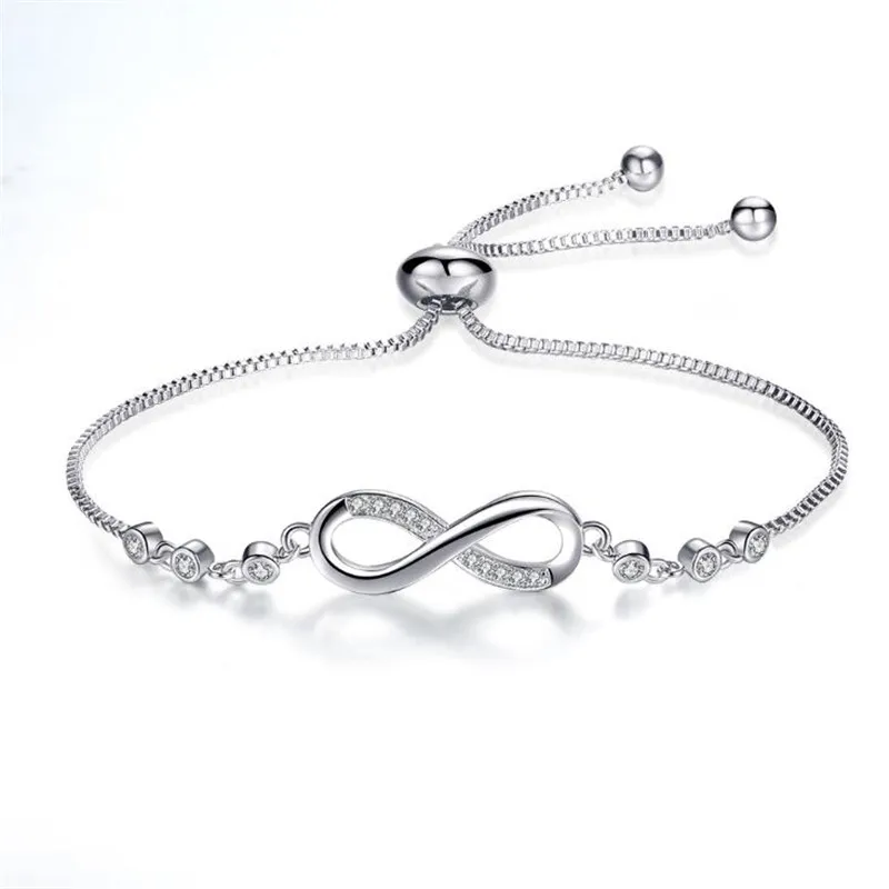 

Full zircon endless 8-shaped adjustable bracelet, N/a