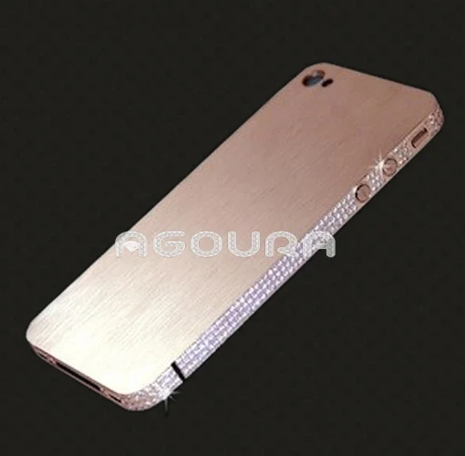 

Crystal Decorated Metal Bumper for iphone 4G Rose Gold Housing, replacement rose gold housing