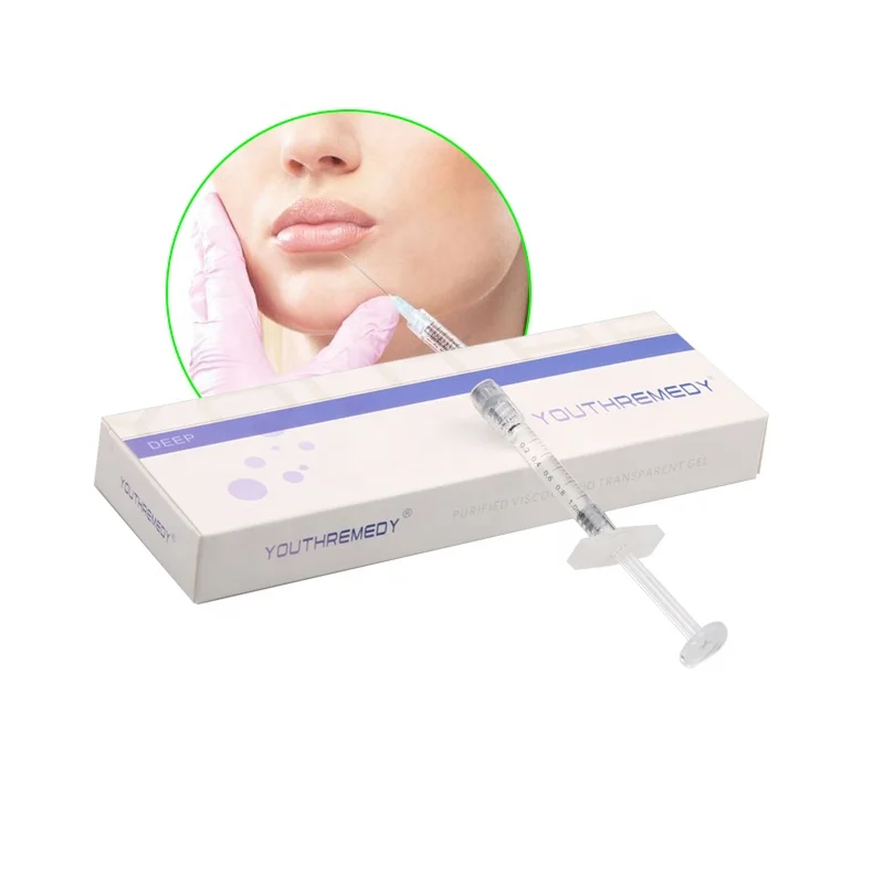 

2ml facial mesotherapy cross-linked hyaluronic acid dermal filler injection chin augmentation, Transparent