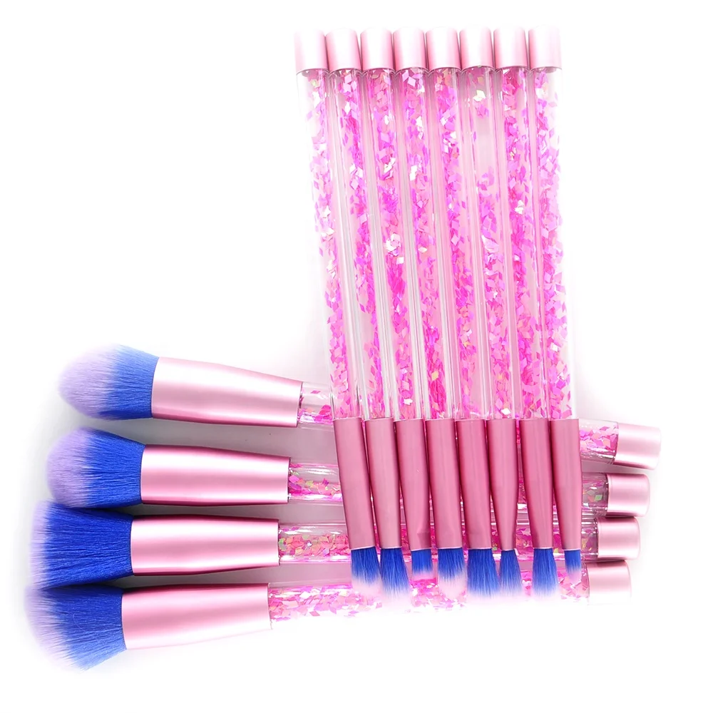 

Glitter Plastic Quicksand Handle 12 Piece Pink Makeup Brush Set Cosmetic