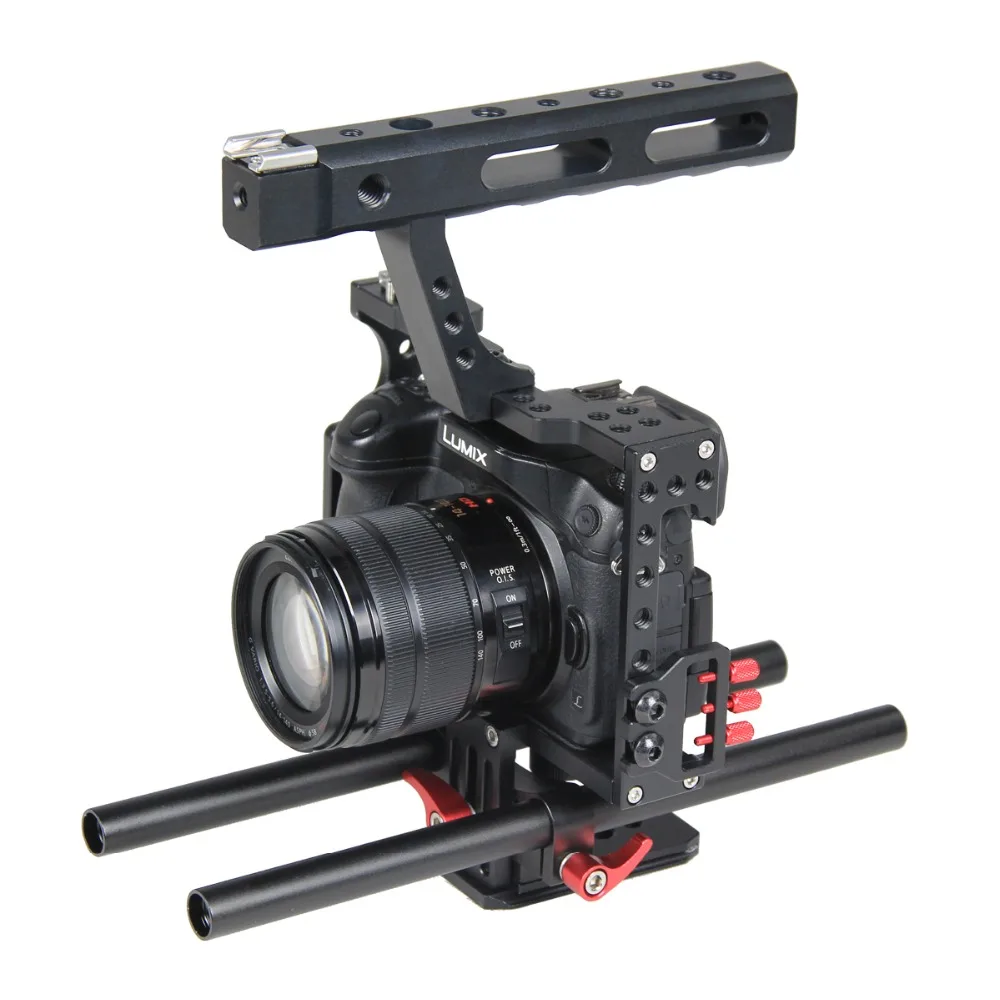 

YELANGU DSLR Aluminum Alloy Video Camera Cage for GH4 and A7 Series, Blue/red/orange