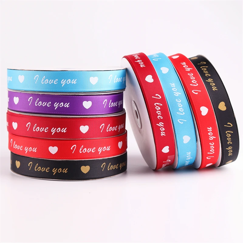 

Gift packing ribbon for Valentine's day customized width printed ribbon grosgrain ribbon, 196 colors to choose