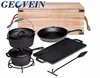 Preseasoned outdoor Mess Kit 7pcs Cast Iron Cookware Set