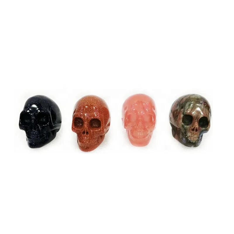 

Wholesale Polished Natural Gemstone Healing Small Crystal Decorative Skull Stone Reiki Carving Stone for Souvenir Gift, Multi