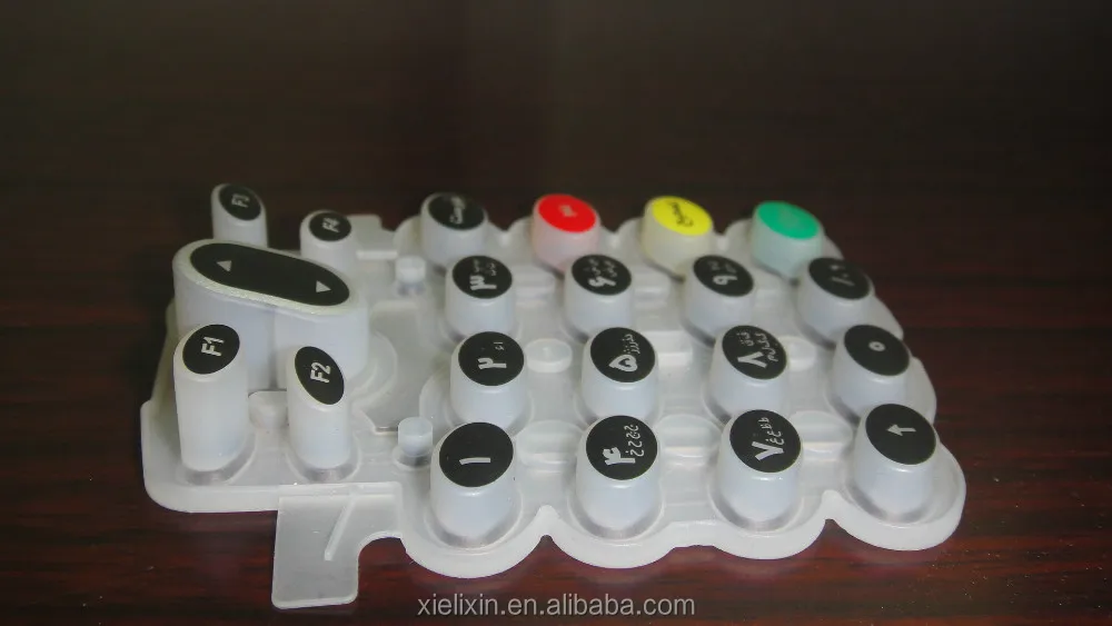 
silicone keypad with conductive carbon pills Silk screen printing spray laser etching back-lighted for electronic products 