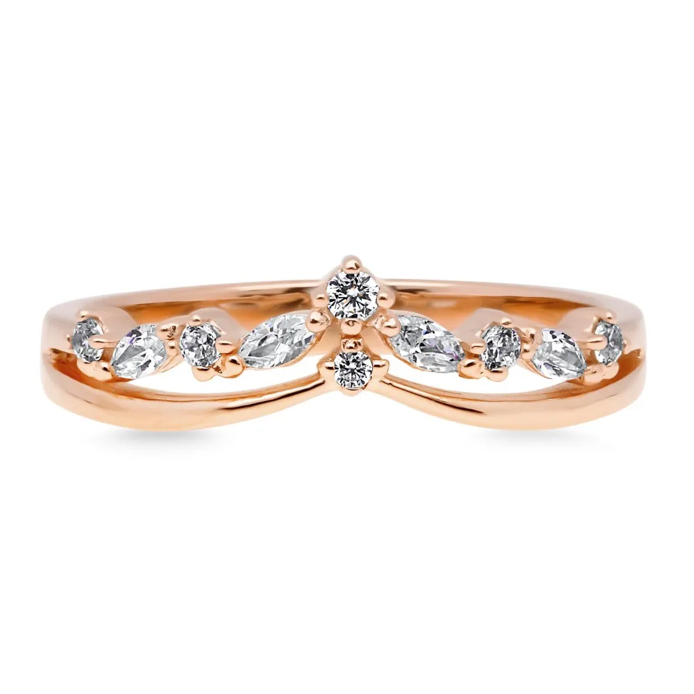 

Rose Gold Plating Engagement Sterling Silver Crown Shaped Wedding Rings