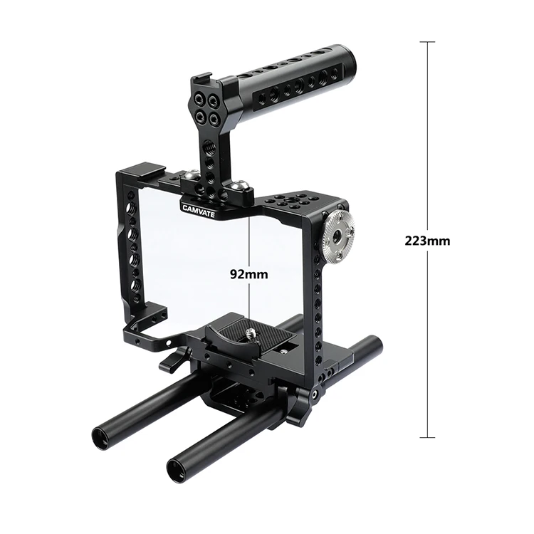 Camvate Dslr Camera Cage Rig With Top Handle 15mm Dual Rod For Son A7