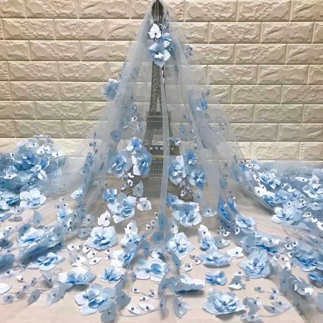 

Beautifical Luxury lace fabric 3d french lace fabric with beads wholesale wedding net lace fabric ML5N341, Can be customized