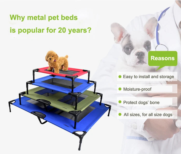 Foldable Waterproof Large Elevated Metal Frame Raised Cooling Pet Dog