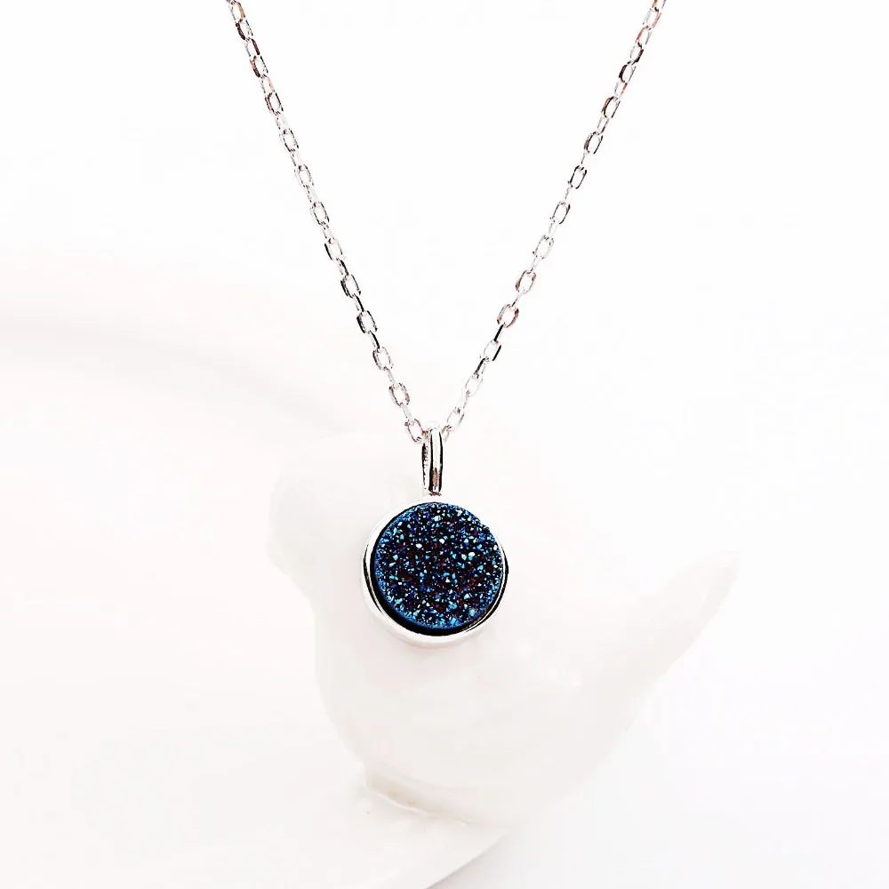 

2018 newest design 925 necklace natural blue crystal pendant necklace, Silver