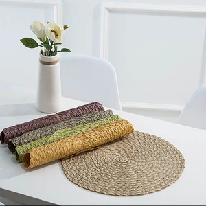 Image of Hot sale eco-friendly stocked round fabric pp placemat,woven placemat