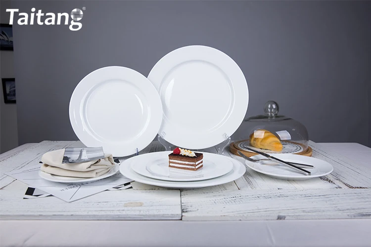 Hotel Restaurant Ceramic Dining Plate Set Porcelain White Catering Plates