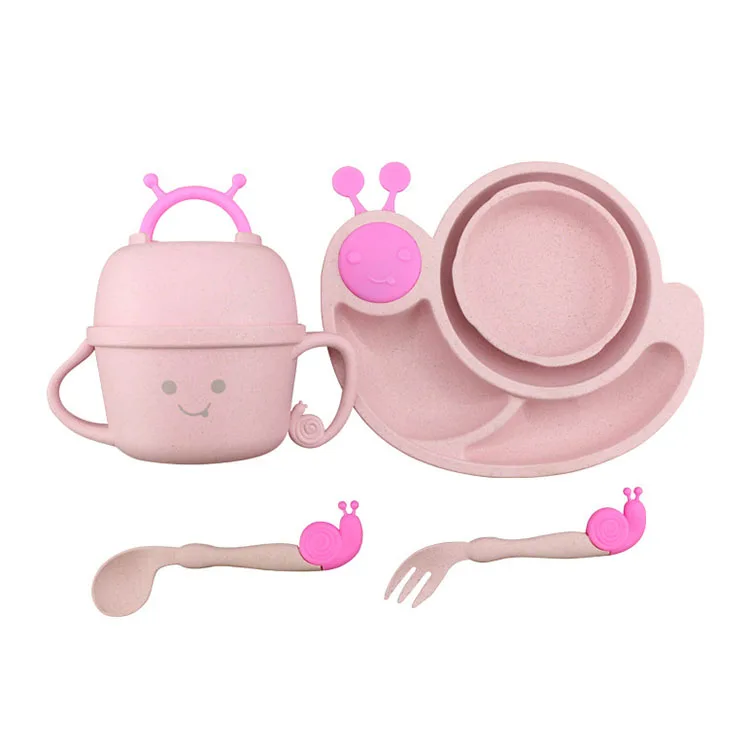 Amazon Top Seller 2020 Factory Direct Wheat Straw Creative Anti-scalding Children Tableware