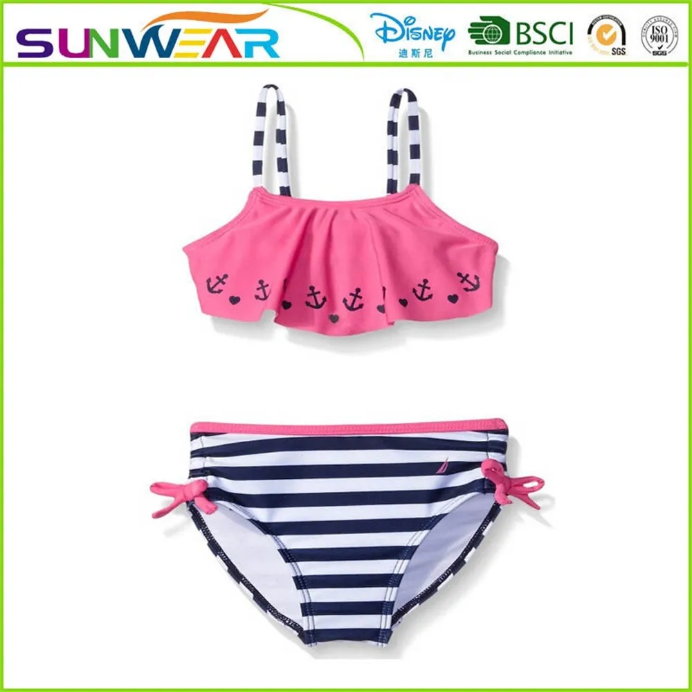 Chest Trim Crochet Girl Bikini Swimsuit Little Girls Beach Slip Skirt