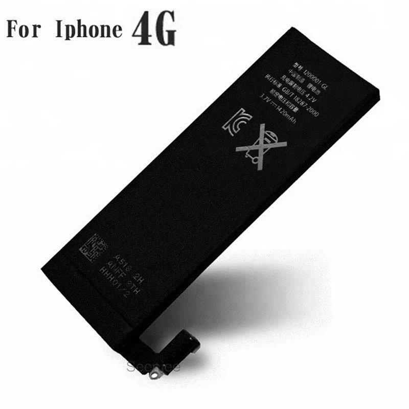 

Mobile Phone Battery For Iphone 4 G AAA Grade 3.8 V 1420 mAh 4G Factory 100% Test 0 cycle OEM Replacement Repair Free Shipping, Black