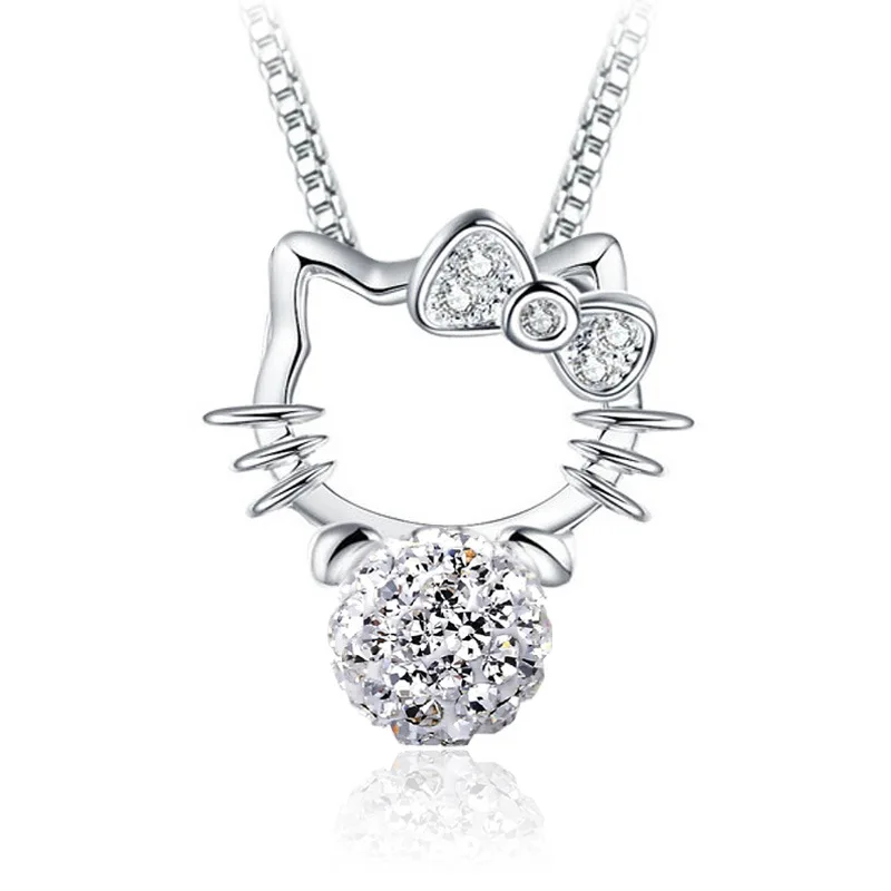 

Silver tone lucky cat necklace for girls