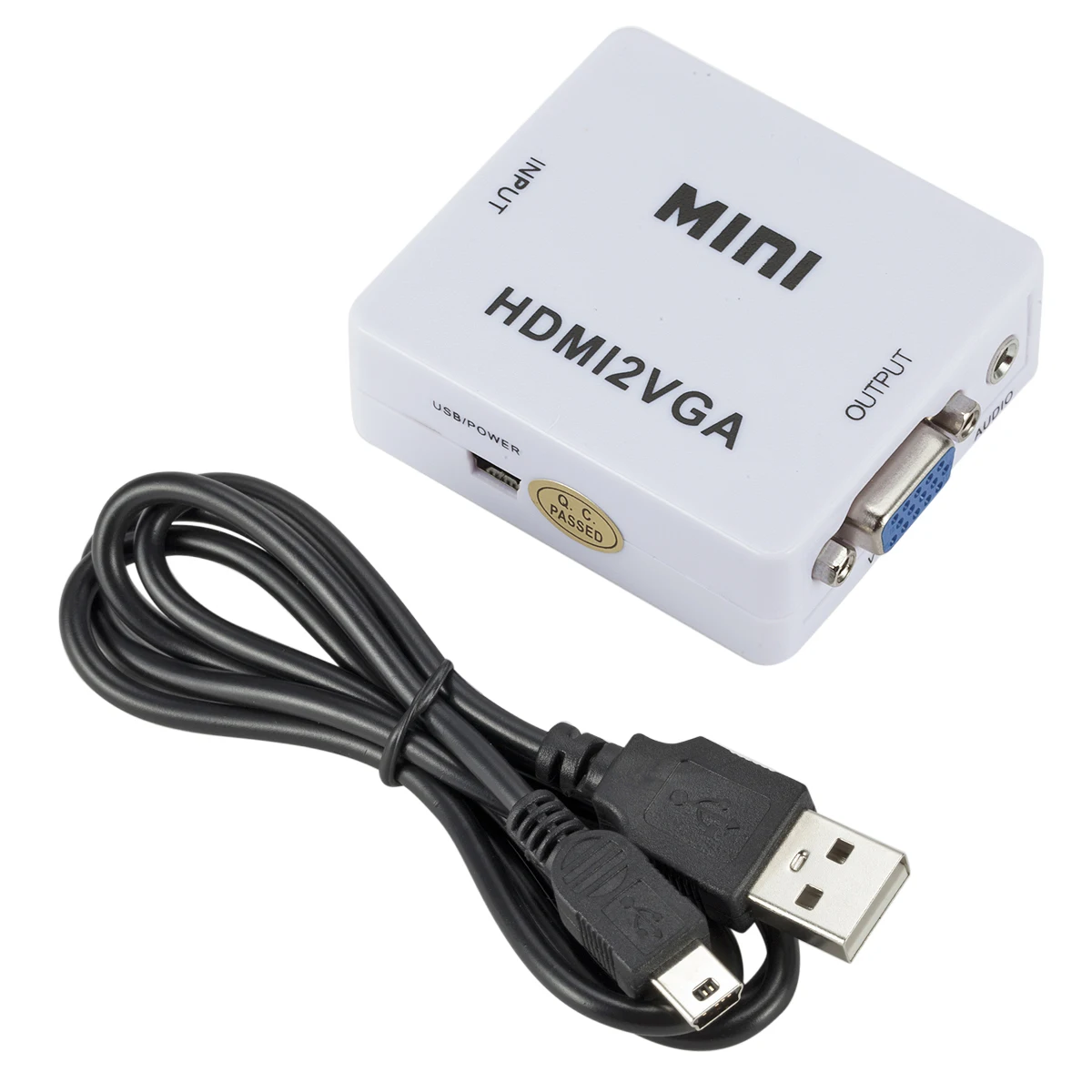 

Mini HDMI to VGA HDMI2VGA Adapter Full HD1080P HDMI to VGA Audio HD HDTV Video for PC Laptop Converter White Wholesale 2017