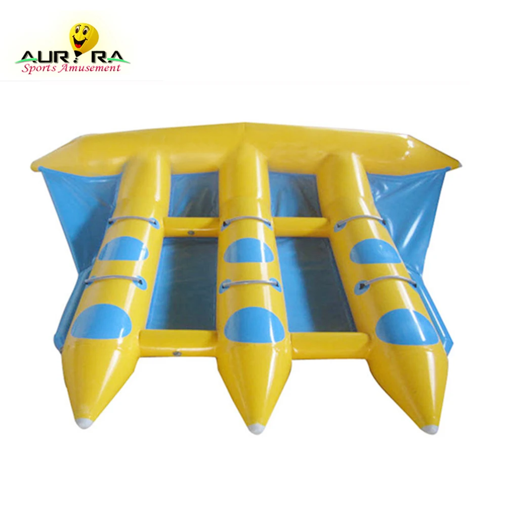 0.9mm PVC inflatable fishing boat for 12 person as inflatable flying fish boat for adult