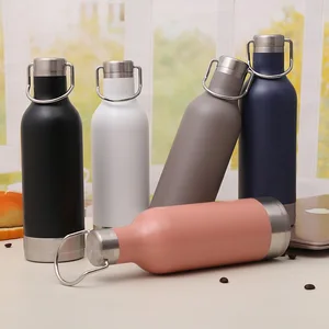 Image of 2019 New Design Wholesale Double Wall Vaccum Insulated Stainless Steel Bottle Water Bottle with Handle