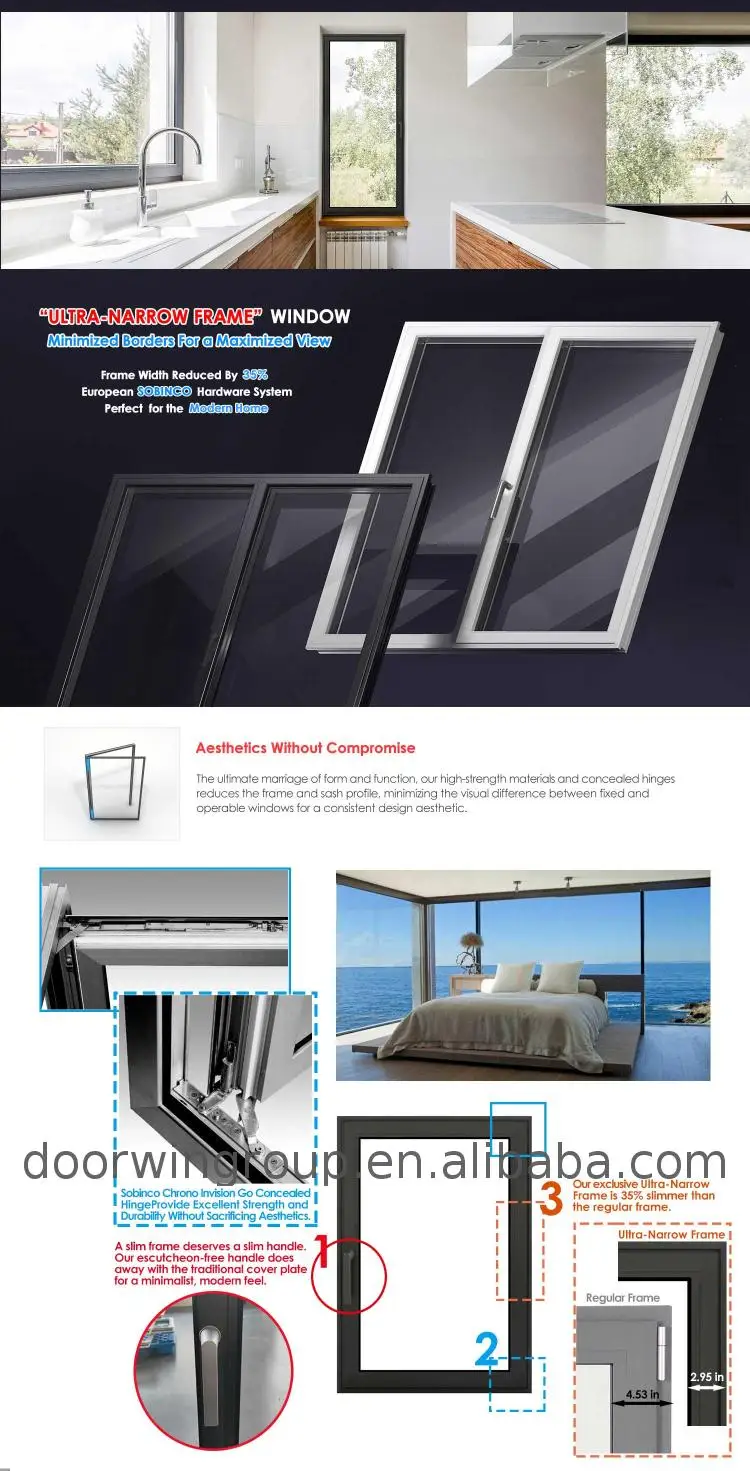 North American Standard NFRC narrow frame glass thermal break aluminum  tilt and turn windows