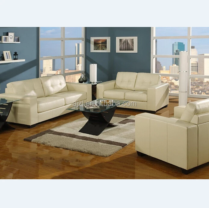 Elfenbein Bonded Leder Wohnzimmer Sitzgruppe-Wohnzimmer Sofa-Produkt ID