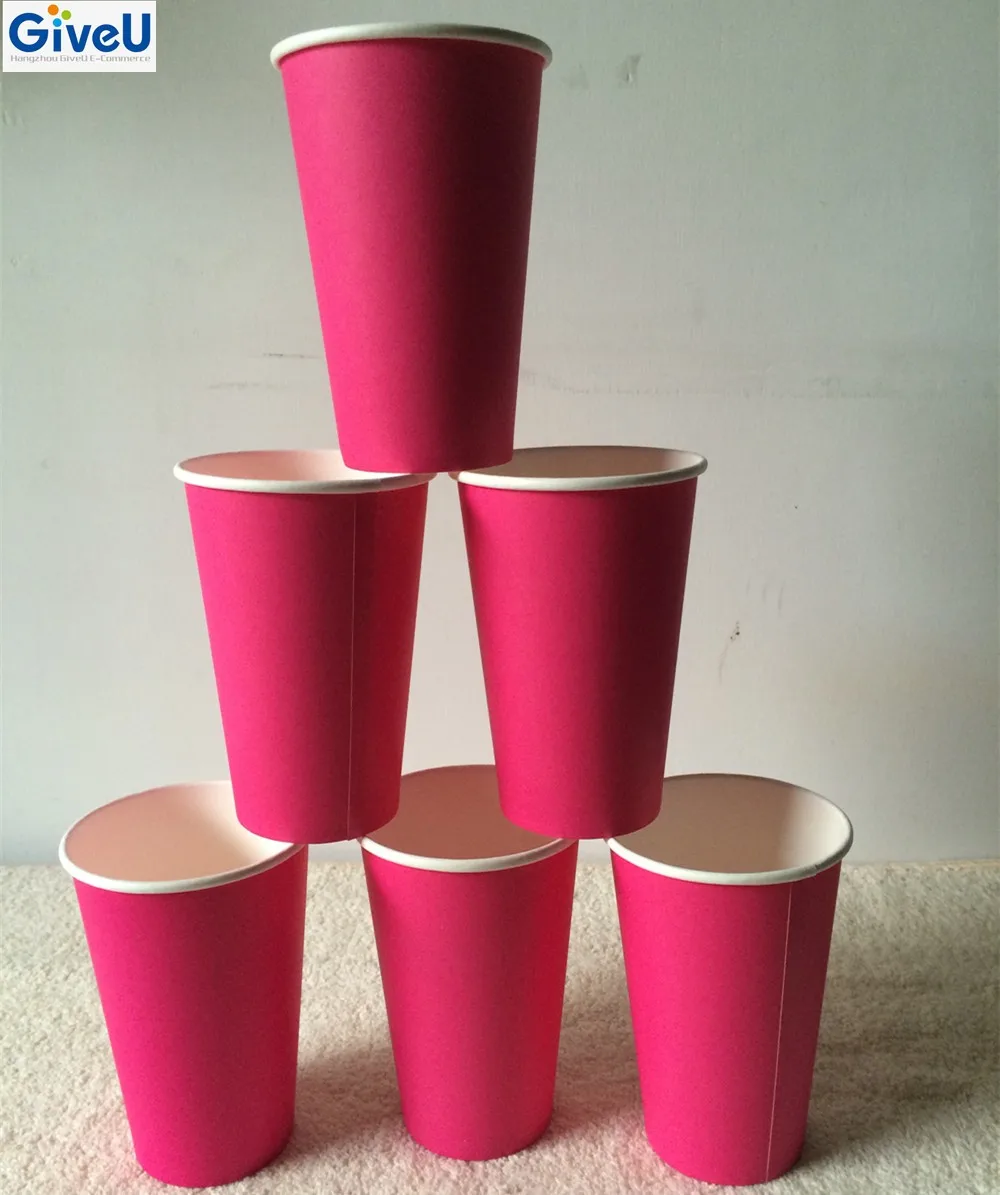 
GiveU Hot Drinking Juice Tea Coffee Single Wall Red Paper Cups 