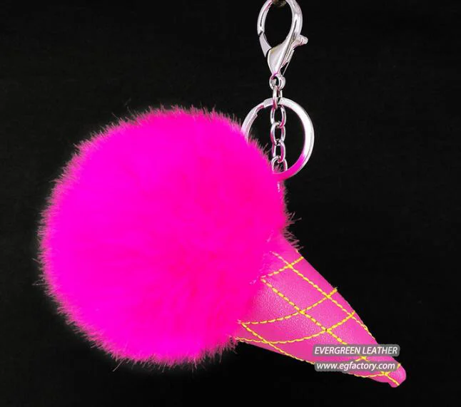 Fur ball key chain ice-cream accessories for handbag FT083