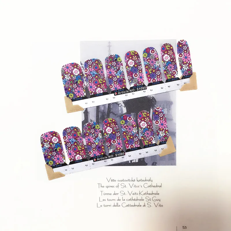 Bright Sunflower Nail Arts Sticker 14 pcs set Waterproof Nail Decal Art Sticker Gel Polish Manicure