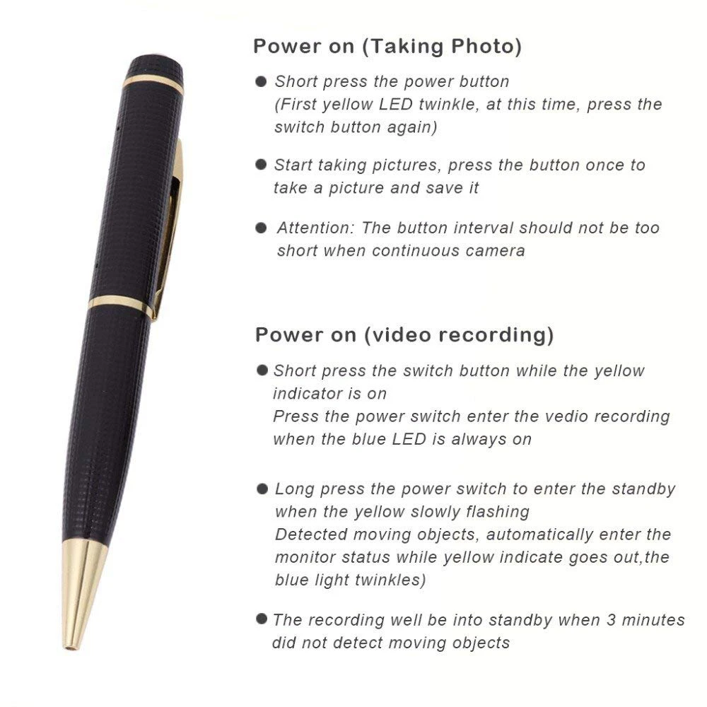 Hidden Camera Video Pen Camcorder 1080p Hd Dvr With Photo Taking