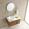 Project decoration stainless steel bathroom wash basin mirror cabinet vanity with round mirror and towel ring