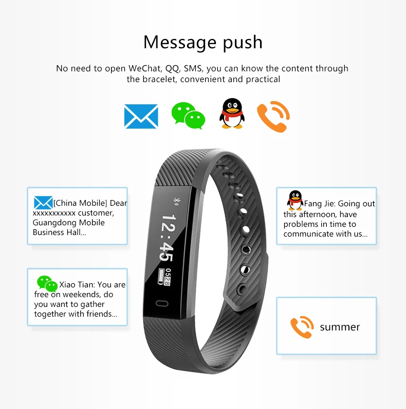 Id115 Smart Bracelet With Heart Rate Monitor Fitness Tracker Smart