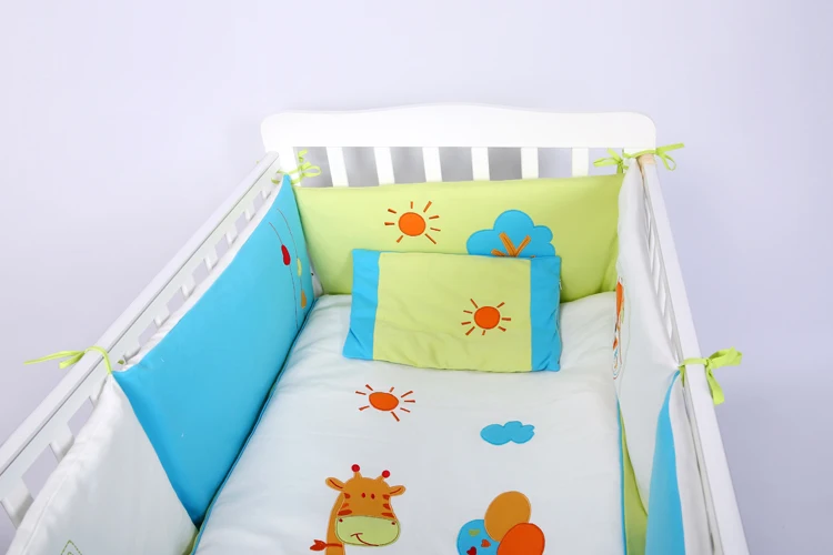 Organic Cotton Pink Applique Crib Spanish Baby Bedding Sets For Girls